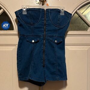 ADT Dark Blue Denim Strapless Dress
